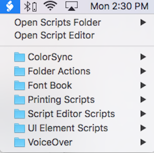 The menu bar item for Scripts Editor