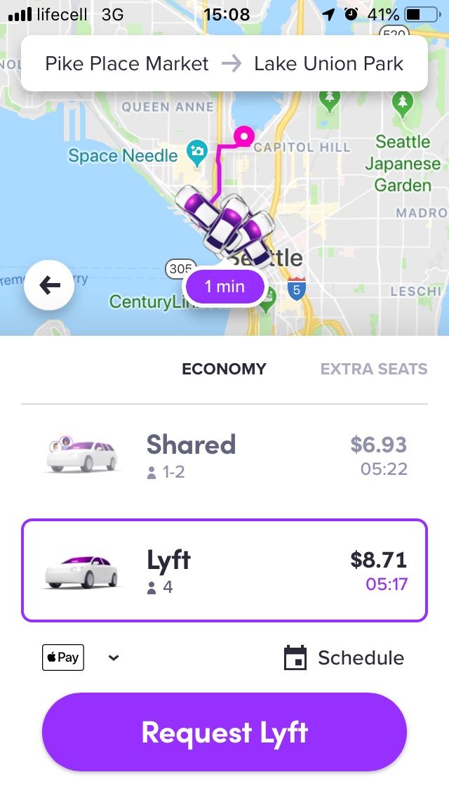 Lyft prices in Seattle