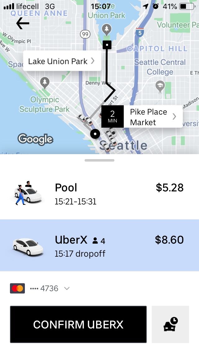 Uber prices in Seattle