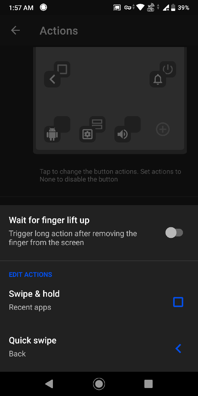 setup actions for any areas of the screen