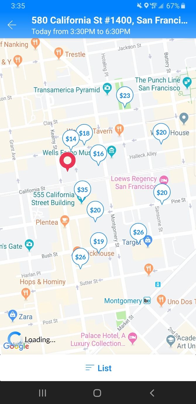 SpotHero App Parking Locations Map