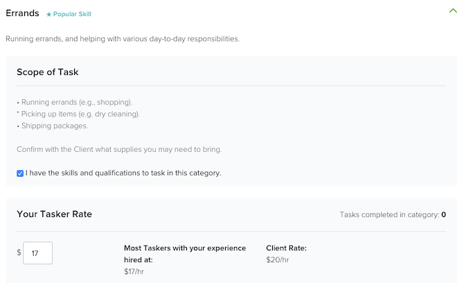 TaskRabbit jobs in the Errands category
