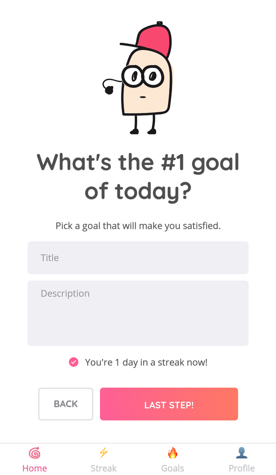 Streaky lets you set a Chain of Goal-Finishing Days