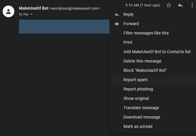 Report Gmail Message Spam