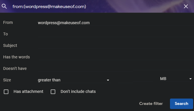 Create Gmail Filter Criteria