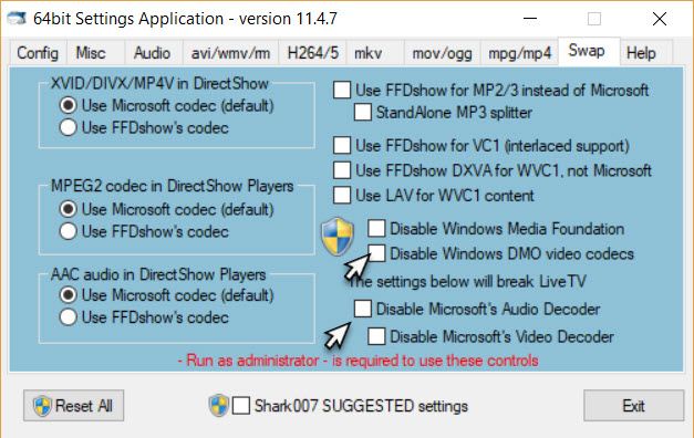 Advanced Codec Settings Application