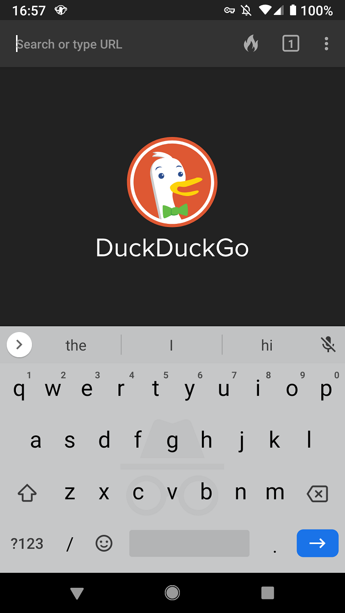 Screenshot of the DuckDuckGo Mobile App Homepage