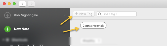 Evernote New Tag