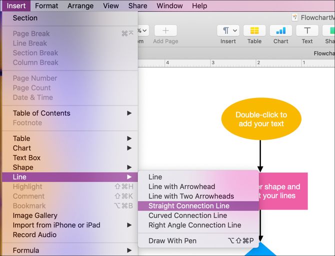 Insert Lines in Pages on Mac