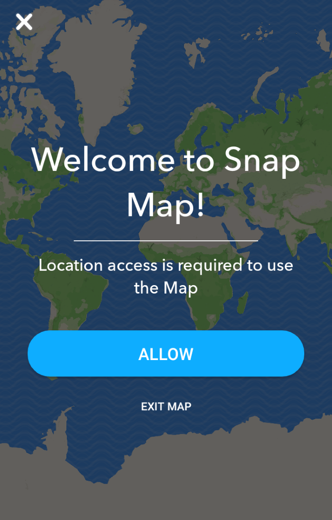 The permission screen of the Snapchat Map
