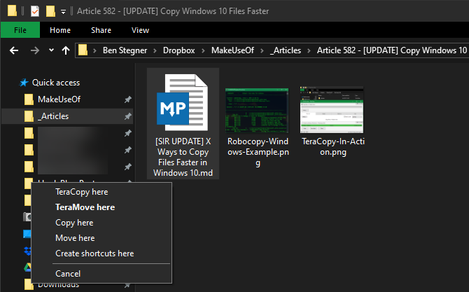 Windows Copy Move Here Dialog - 6 modi per copiare i file più velocemente in Windows 10