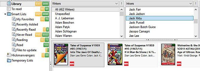 Organize comics with ComicRack - filtered
