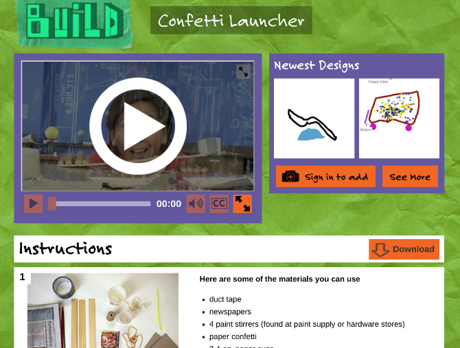PBS Design Squad's official website has detailed DIY guides for children's projects