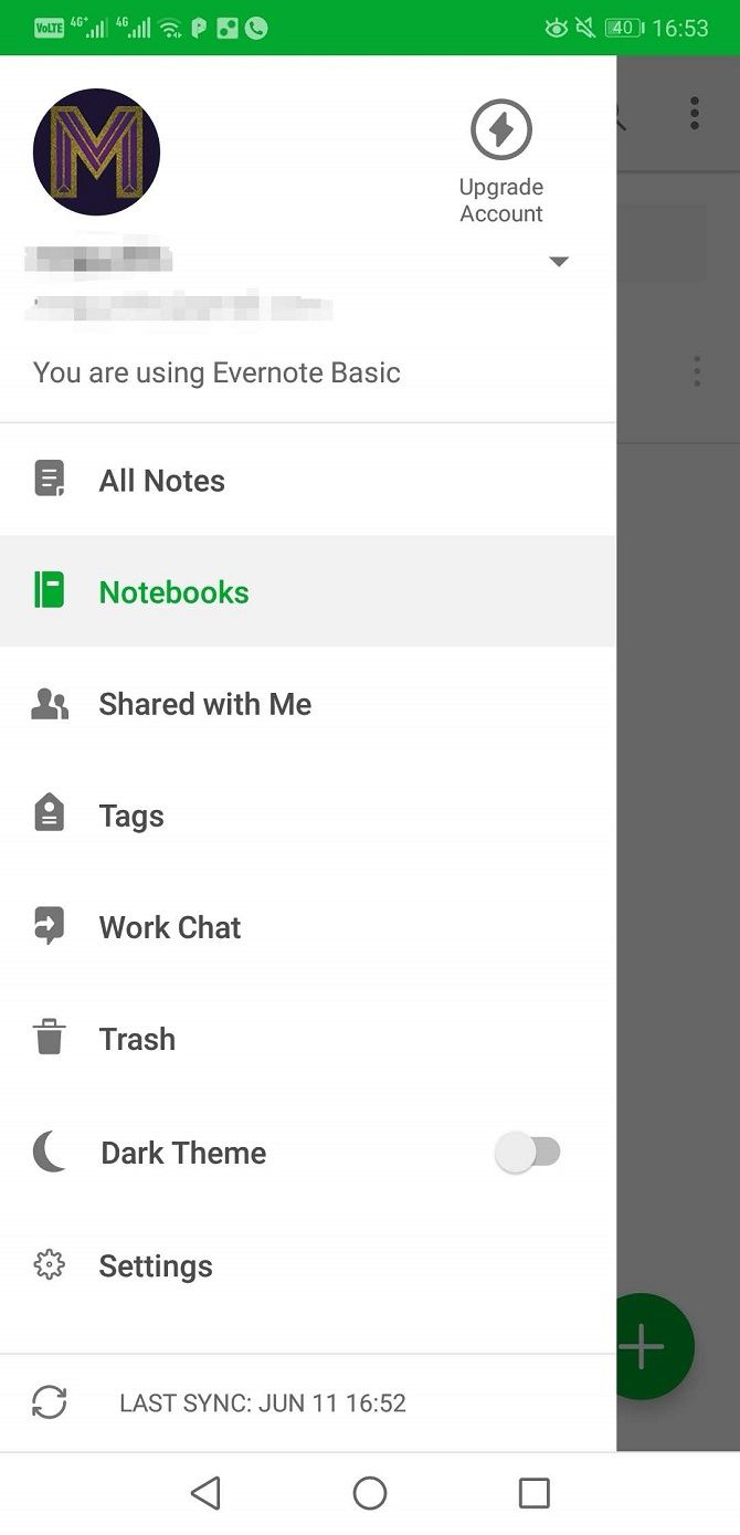 evernote app note options and categories