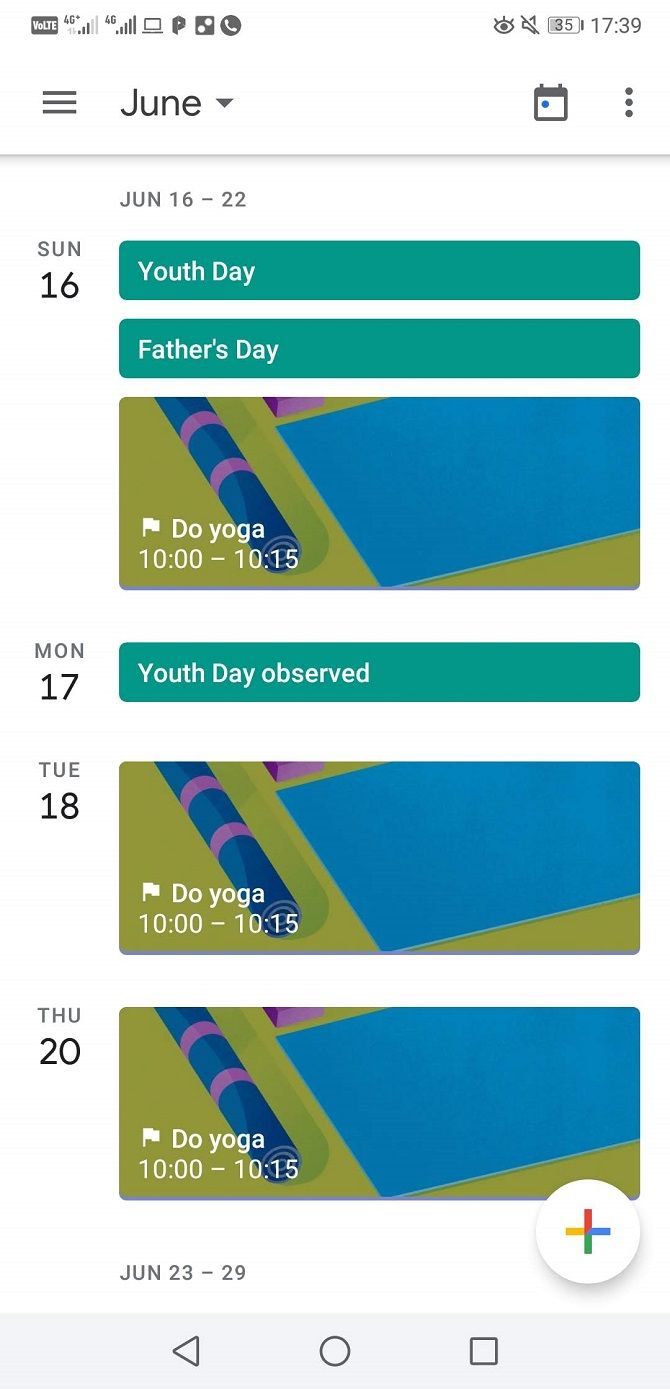 google calendar app daily schedule