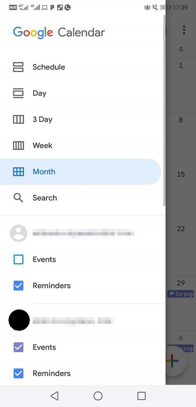 google calendar app schedule views