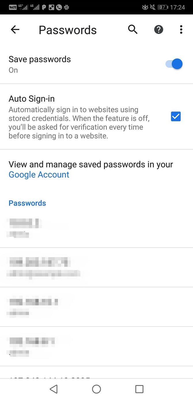google password manager saved passwords list