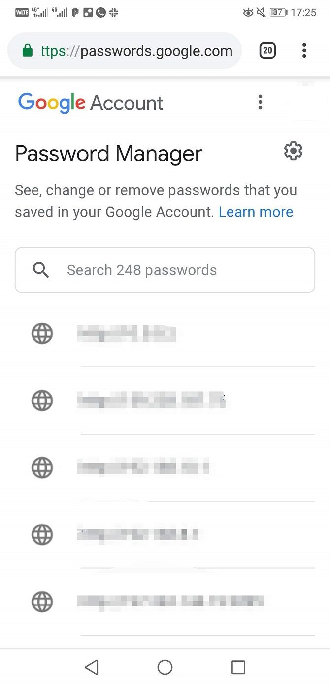 google passwords manager account passwords page