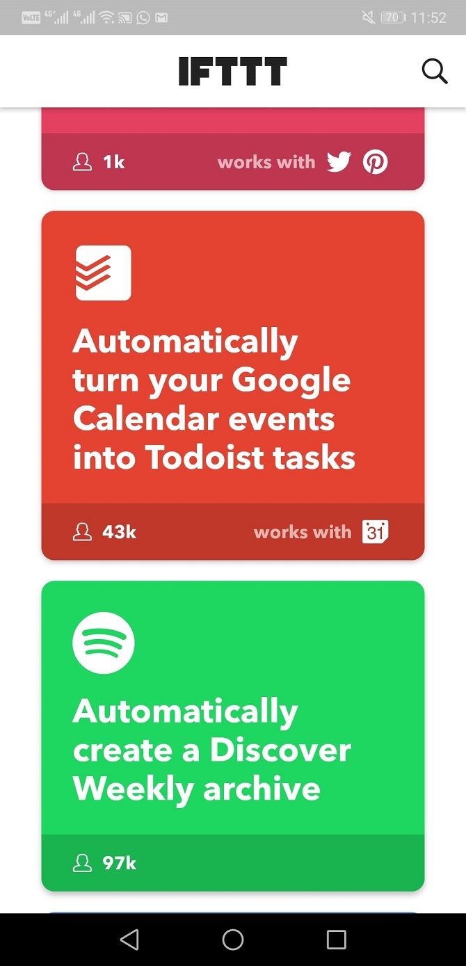 ifttt todoist calendar applet