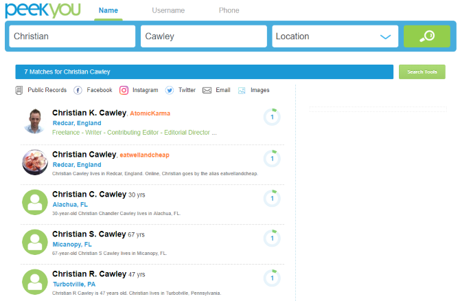 Find people with PeekYou