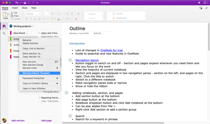 what does the current version of onenote look like for mac?