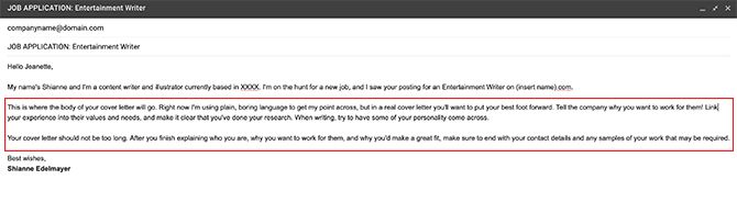 Writing a Job Application via Email Cover Letter