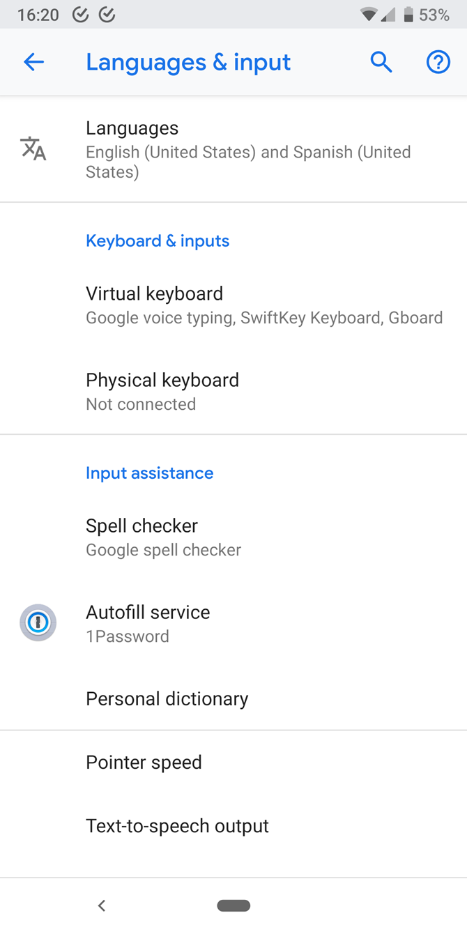 Android Languages Input