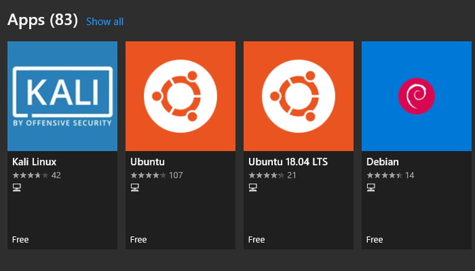 Linux in the windows app store