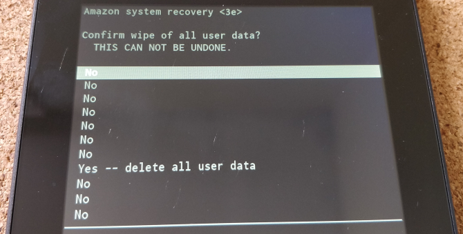 Amazon System Recovery Screen