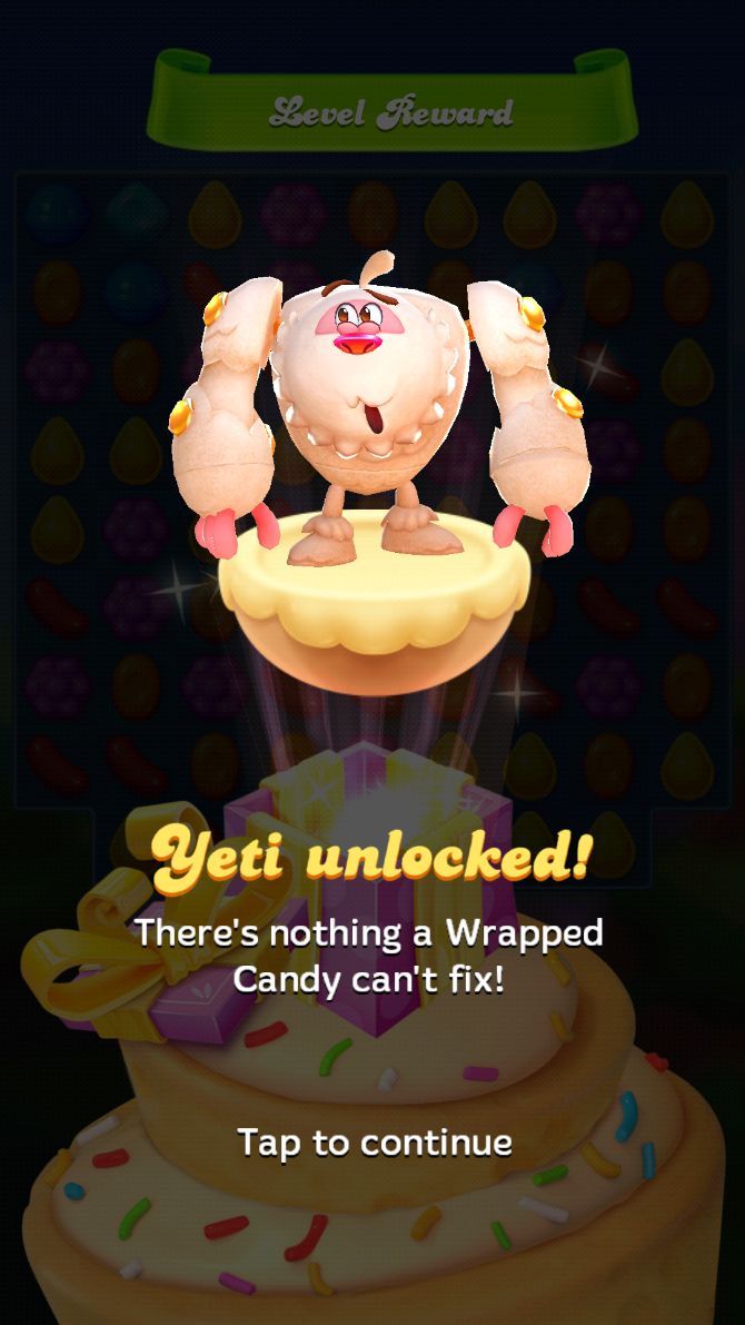 Candy Crush Friends Saga Cheats and Tips: Unlock Yeti to create wrapped candy