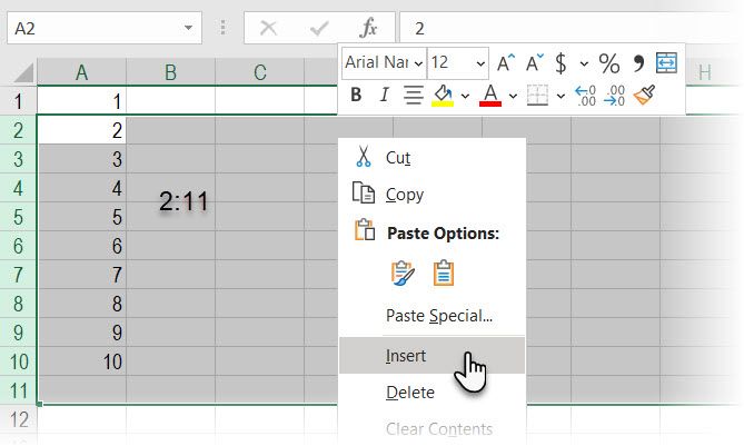 Use Excel's Name Box to insert blank rows