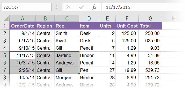 Two ranges intersect in Excel