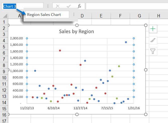Use Excel Name Box to rename chart