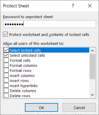 Protect Sheet with password in Excel