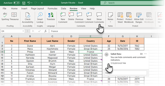 Show All Comments in Excel