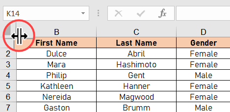 Unhide first column in Excel