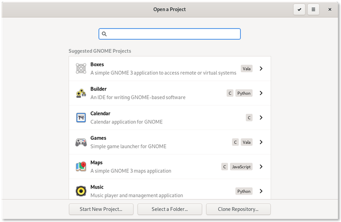 GNOME Builder IDE on Fedora