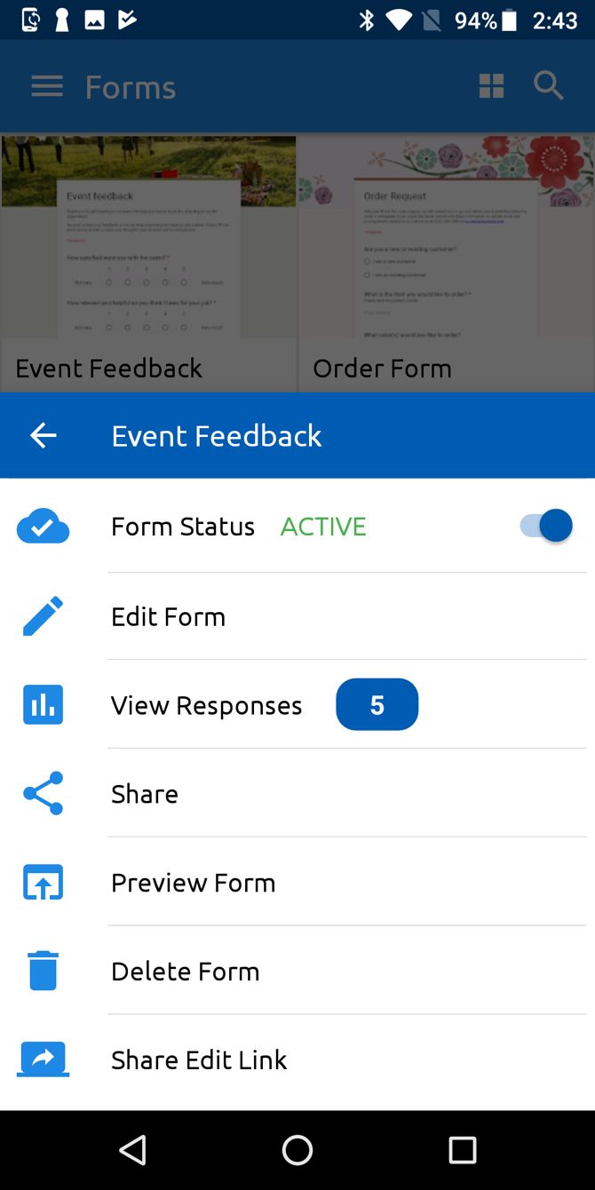 FormsApp form actions