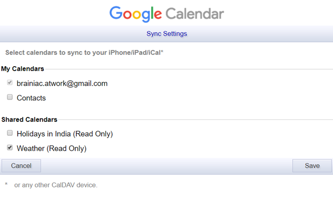 Google Calendar Sync Page