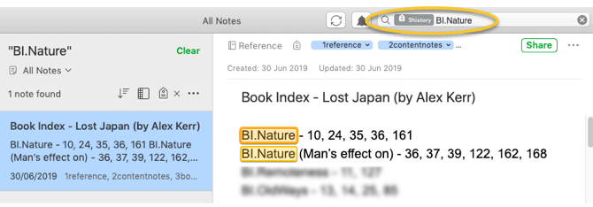 granular book index search evernote