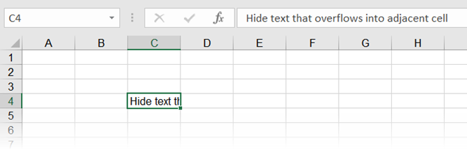 excel hide overflow text next cell