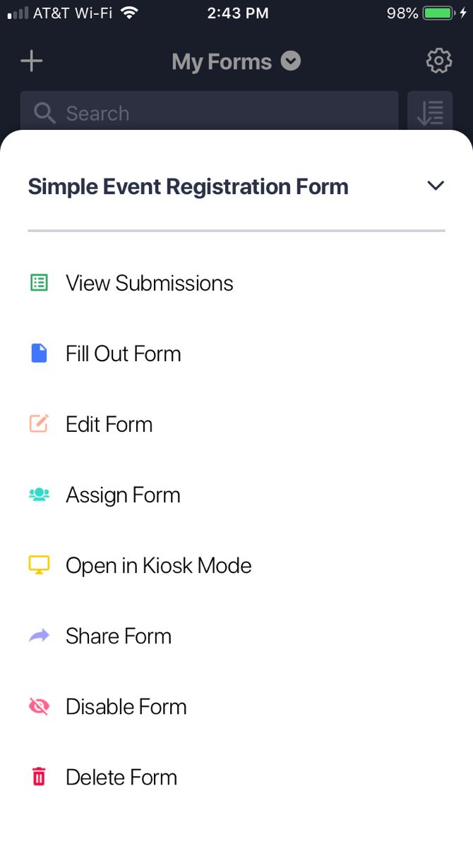 JotForm Mobile form actions
