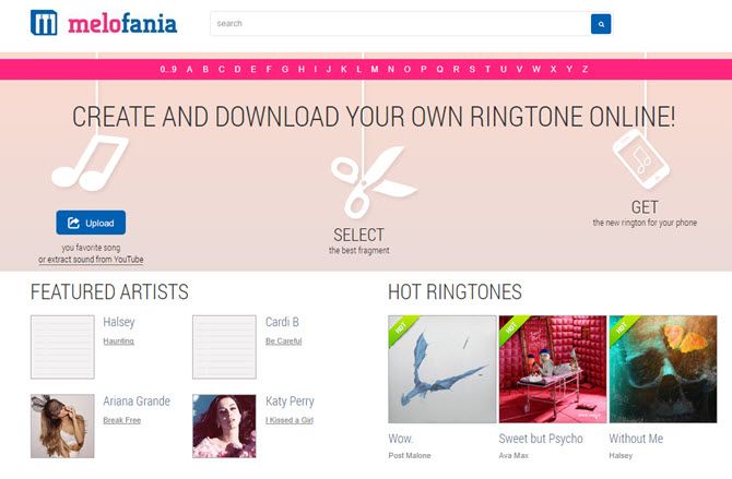 Make free music ringtones on Melofania