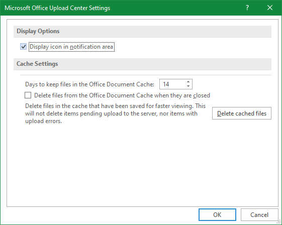 Office Upload Center Settings