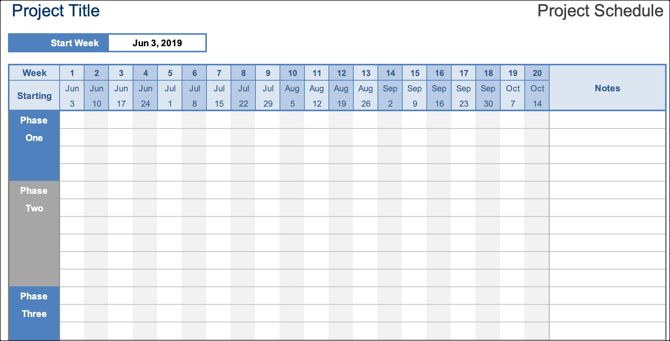 Project Schedule Excel Template