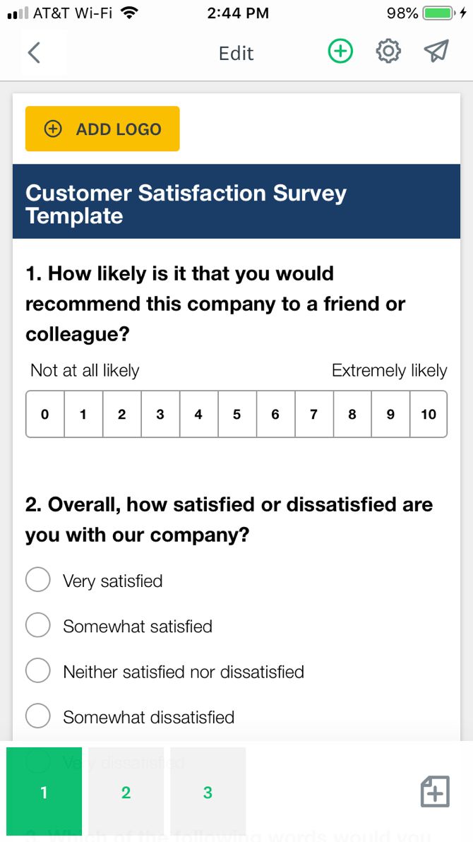 SurveyMonkey edit form