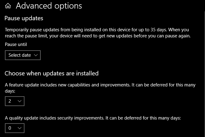 Windows 10 Defer Feature Updates