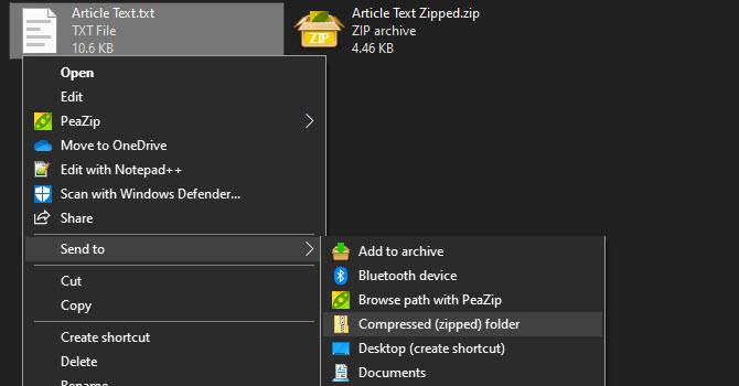 Esempio di file Windows zippato