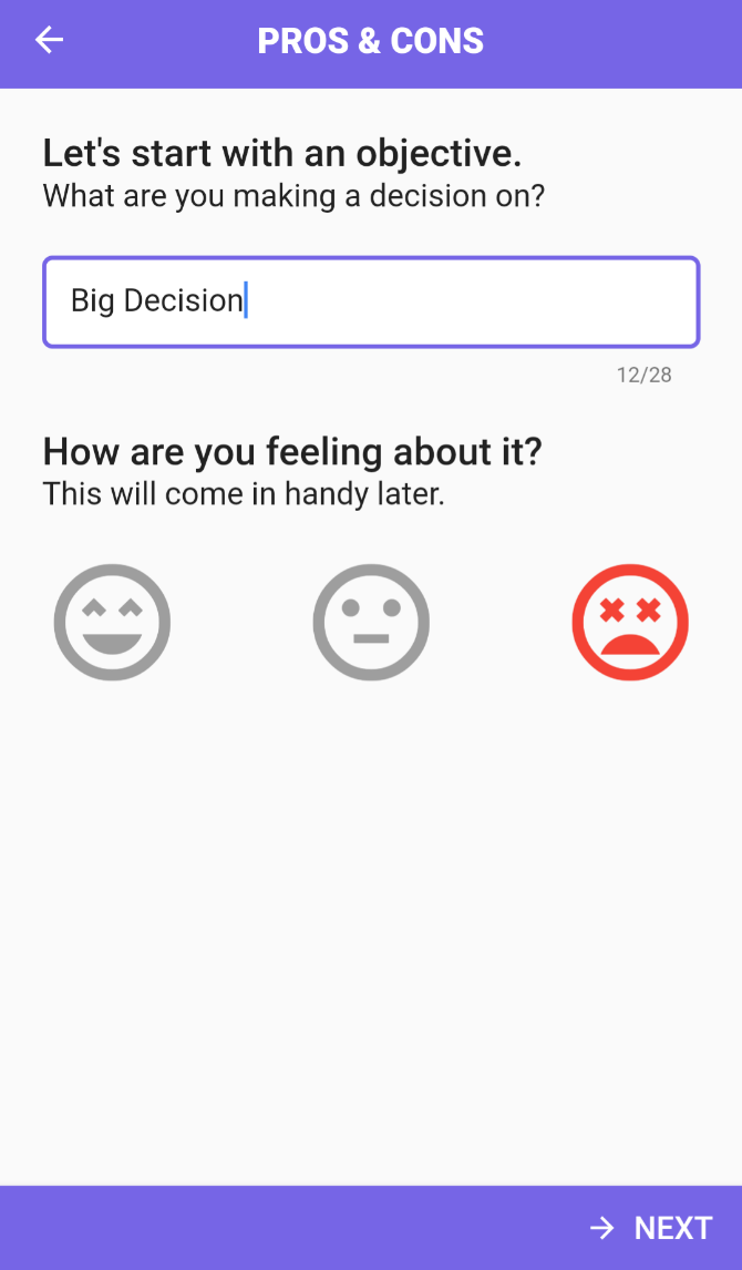 Pros & Cons is a free Android app to make decisions objectively