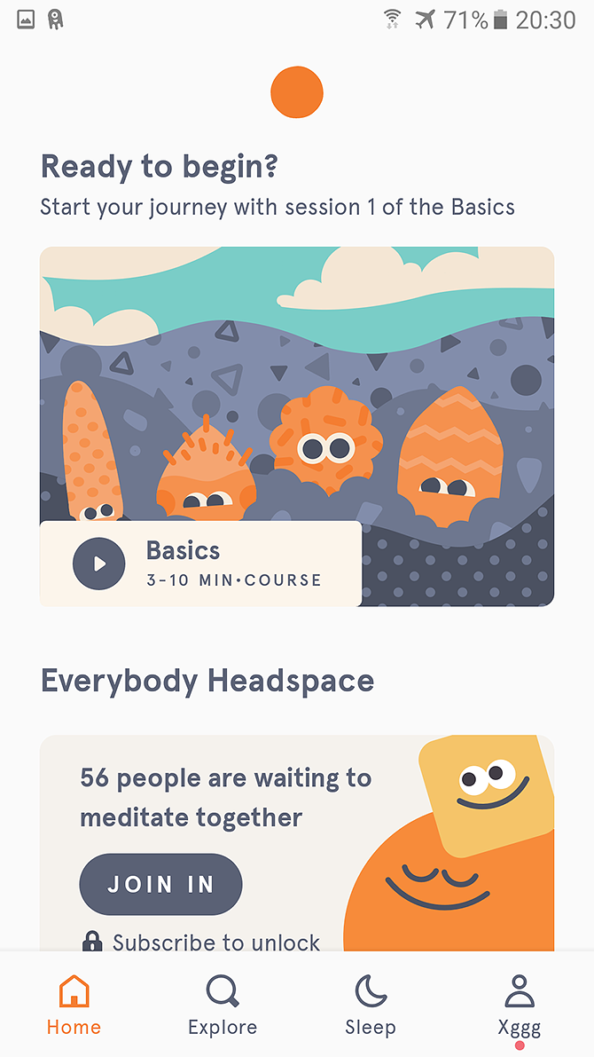 best android concentration apps - headspace home